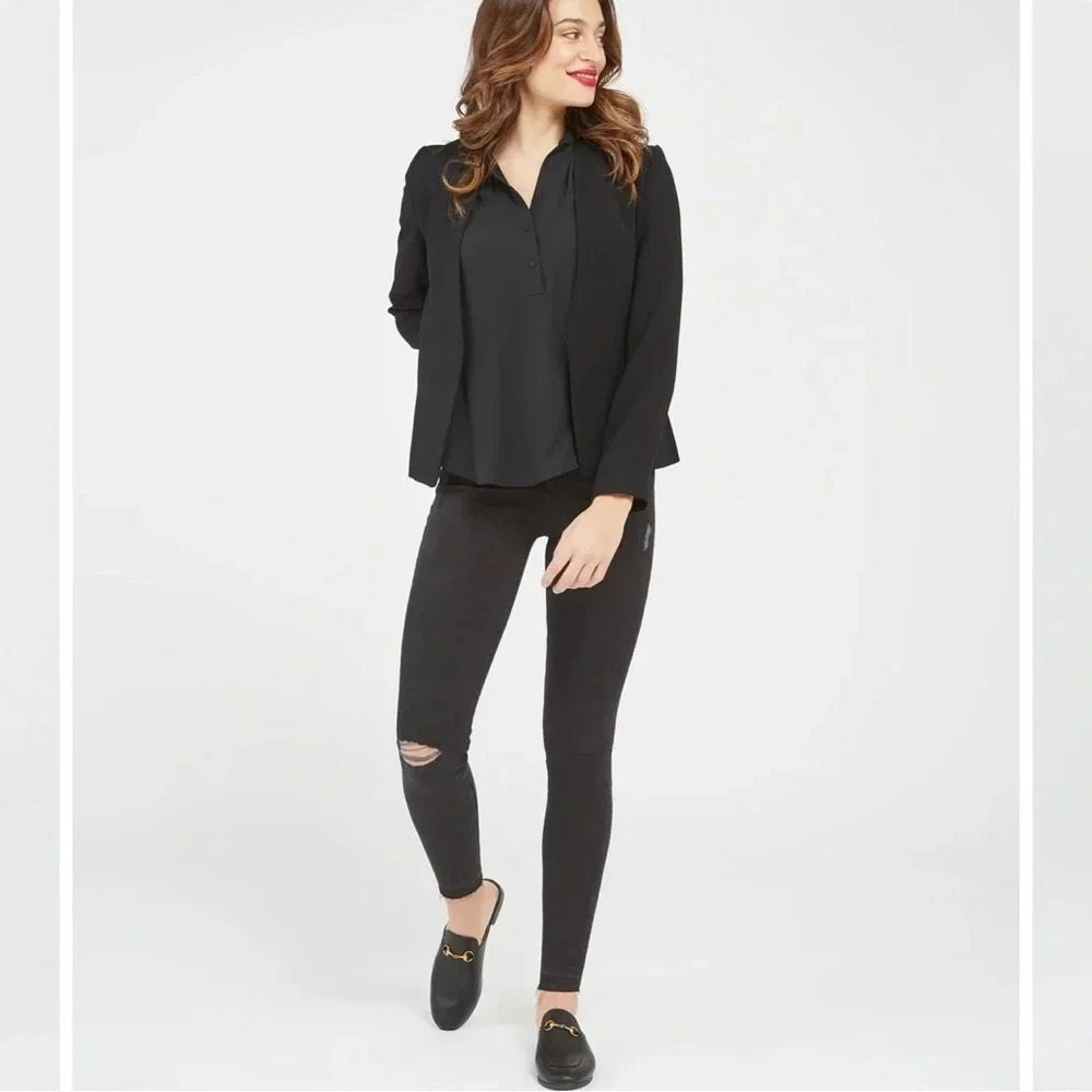 SPANX Vintage Distressed Ankle Skinny Jeans In Vintage Black